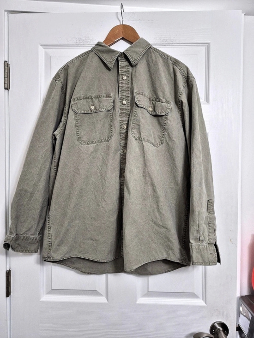 L.L.Bean Sunwashed Canvas Shirt Men's Gray Button Down